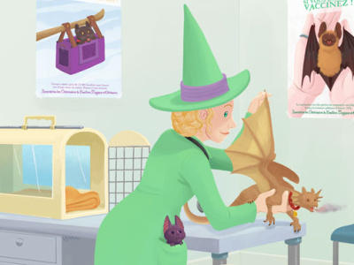 Vet visit bat children book illustration dragon illustration medibang witch