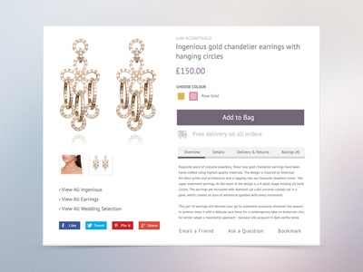 Ingenious Jewellery Product Detail earrings feminine jewellery lilac product product page