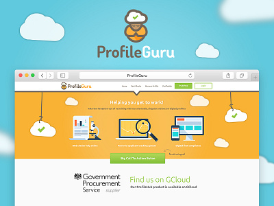 ProfileGuru Homepage cloud cloud logo guru guru logo logo orange profile guru quirky saas software web design website
