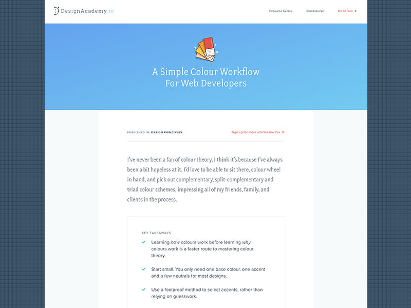 Design Academy Blog - A simple colour workflow for developers article colour blog design academy