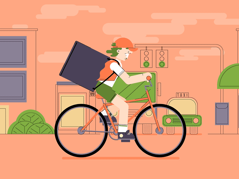 Delivery Guy bicycle bike bike cycle character character animation delivery delivery app delivery service design illustraion illustrator motion graphic