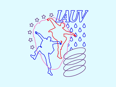 Lauv - Dance abstract illustration linework rain silhouette stars type typography