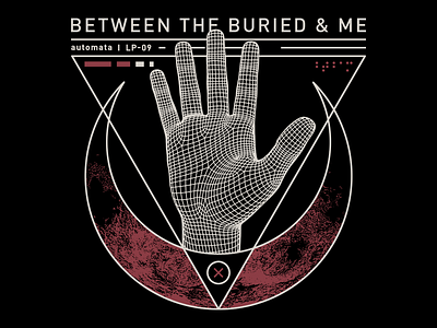 Between The Buried And Me - Crimson Moon 3d apparel braille hand moon texture wireframe