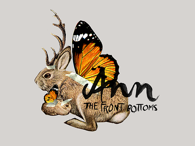 The Front Bottoms - Jackalope butterfly collage cutout deer photomanipulation rabbit texture type typography