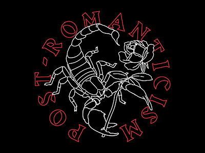 Post-Romanticism - 001 flower flowers illustration linework rose roses scorpion type typography