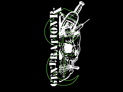 Good Charlotte - Junkie drugs illustration skull texture type typography