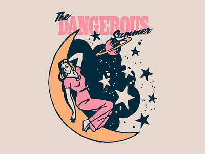 The Dangerous Summer - Luna girl illustration moon space stars type typography woman