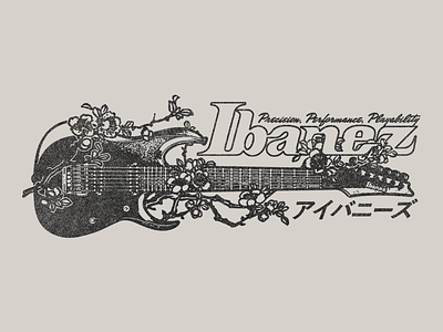 Ibanez - Blossoms flower guitar illustration japan kanji katakana texture type typography