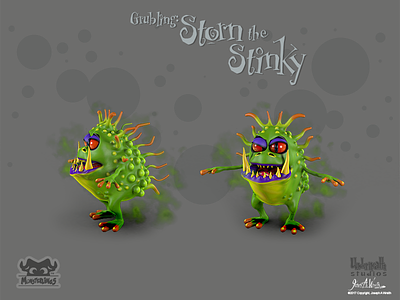 Monsterlings: Grubling - Storn The Stinky 3d 3d illustration animation character design characters childrens books cinema 4d illustration kids stories monsterlings monsters zbrush