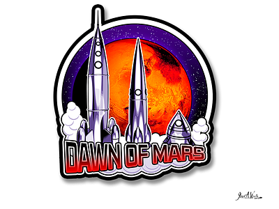 Dawn of Mars Logo fantasy futuristic illustration logos outerspace retro rockets sci fi science fiction illustration syfy