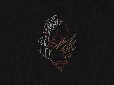 Lost Cause bones fire flame hand icon illustration lantern simple skeleton tattoo traditional