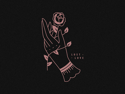 Lost Love black clean flower hand illustration linework logo pink rose simple tattoo traditional