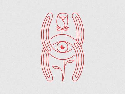 Horseshoe clean eye flower horseshoe icon illustration line linework logo luck rose simple