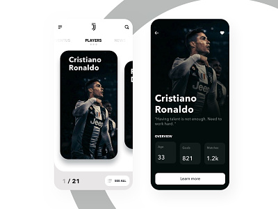 Juventus mobile app branding design football football app football club interface italy juventus main page player product design soccer ui ui ux ui ux design ui design uiux ux web website