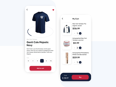 Baseball store part 2 american app app design baseball concept design main page minimal mobile mobile app mobile app design mobile ui product design shopping sport sport app store ui