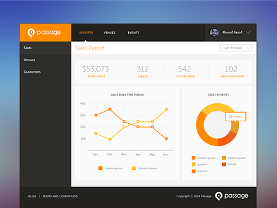 Passage Merchant Dashboard black dashboard gray orange