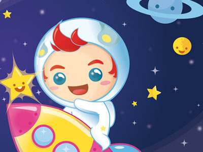 Little Rocket cute illustrator kawaii planets rocket space vector