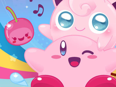Gaming illustration gaming kawaii kirby pink
