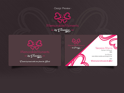 Logo | Business Card Design business card butterfly design hearts logo design lovely memorable
