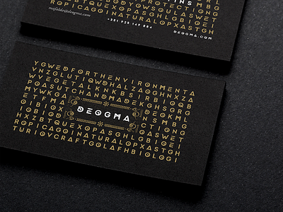 Deogma Deodorants black paper business card craft custom type design gold hieroglyphics lettering logo sketch symbol