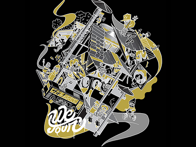 We Tour character design gold illustration shirt design street art