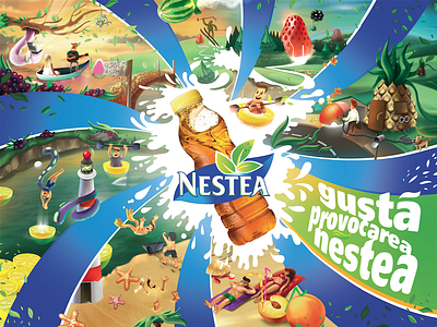 Nestea art direction colorful dreamy energy fruits happiness illustration juicy nestea wonderland
