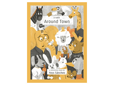 A Walk Around Town, Cover children book illustration cover artwork cover design illustration kidlitart limited palette