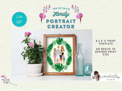 Family Summer Beach Portrait Creator avatar avatar generator beach beach illustration character character design clip art family portrait postcard summer summer illustration