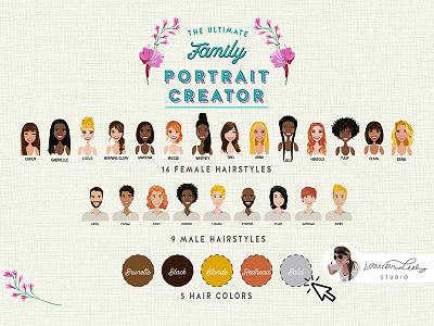 Family Summer Beach Portrait Creator avatar avatar generator beach beach illustration character character design clip art family portrait postcard summer summer illustration