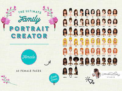 Family Summer Beach Portrait Creator avatar avatar generator beach beach illustration character character design clip art family portrait postcard summer summer illustration