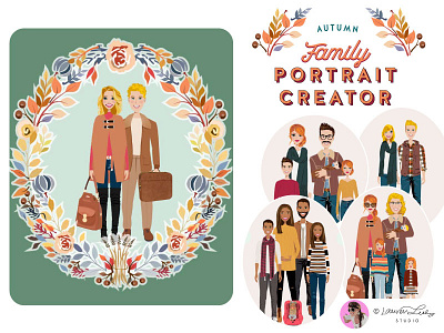 Portrait Creator Fall Outfits Family autumn autumn illustration avatar avatar generator character character design clip art fall family portrait illustration postcard