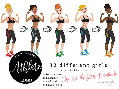 Athlete Clip Art african american athlete avatar character logo clip art exercise female gym illustration vector drawing woman work out