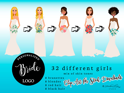 Bride bouquet bride clip art custom dress flower girl flowers illustration invitation portrait vector wedding