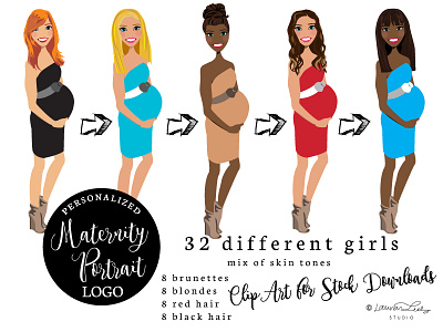 Maternity Vector Art avatar character clip art customized illustration logo maternity maternity portrait personalized pregnant pregnant lady