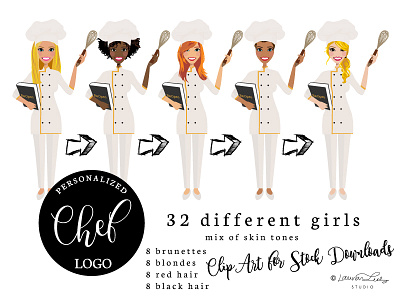 Female Chef Clip Art | Baker Illustration avatar baker bakery character design chef chef logo clip art cook female chef illustration kitchen