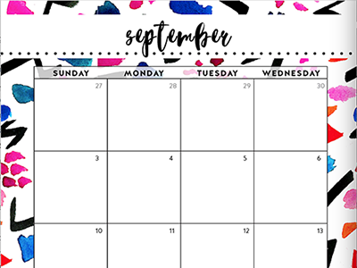 FREE Sept 2017 Calendar 2017 calendar 80s style agenda calendar free memphis monthly agenda monthly planner planner print september 2017 watercolor