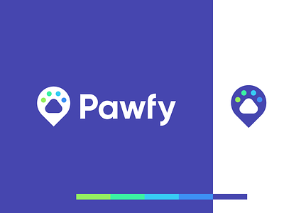 pawfy animal branding digital foot identity location logo map paw pointer