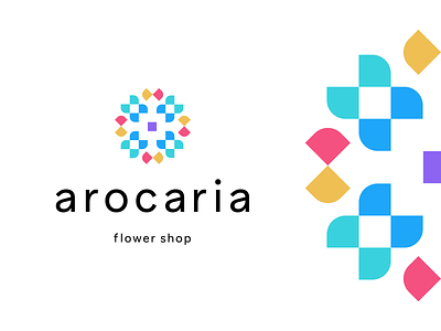 arocaria abstract bloom blossom blossoms branding floral flower flowers geometric identity logo mark modern symbol