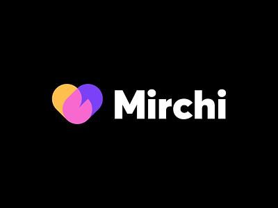 Mirchi bold logo branding date dating fire flame geometric heart heart logo hot like love relationship social spicy
