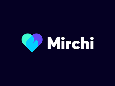 Mirchi branding date dating fire flame geometric heart hot identity logo love lover spicy symbol ticker