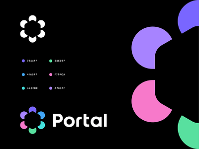 Portal branding ci guides communication cube digital flower logo negativespace network online platfotm portal services startup