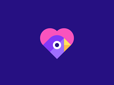 LoveBird bird branding geometric heart logo love symbol valentine