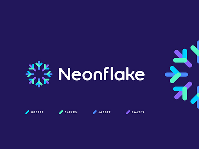 neonflake abstract branding data geometric identity logo n n logo neon neon colors o o logo snowflake startup symbol technology