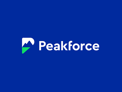 peakforce - P mountain logo branding f f logo height hill logo logo mark modern mountain mountains negative space p p logo peak pf ridge software tech technology