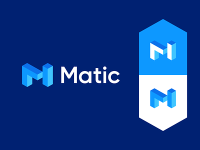 Matic - isometric - blockchain - crypto currency logo bitcoin blockchain branding crypto crypto currency cryptocurrency ethereum finance isometric logo matic network polygon protocol symbol tech technology