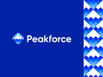 Peakforce branding geometric hill identity logo logo design mark mountain pattern peak pixel poly polygon snow snow peak snowpeak software symbol tech technology