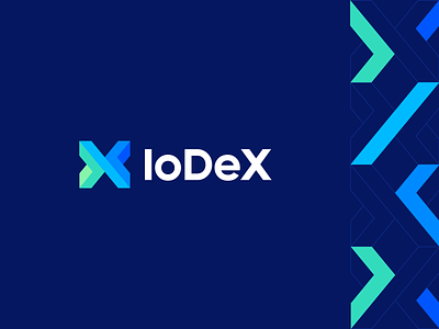 IoDeX arrow branding brandingexchange convert crypto decentralised dex exchange finance fintech geometric i o d e x iotex logo pattern trade trading x logo