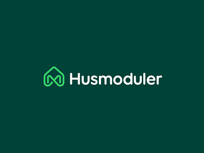 Husmoduler branding building buold construction h u s m o d u l e r home house logo m modern modular monogram monoline property structure symbol