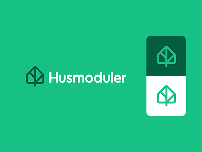 Husmoduler branding building bush construction eco ecology h u s m o d u l e r home house identity logo modular nature symbol tree wood