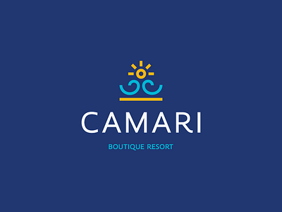 Camari / logo design beach branding camari crown hotel identity logo mark resort sea sun symbol